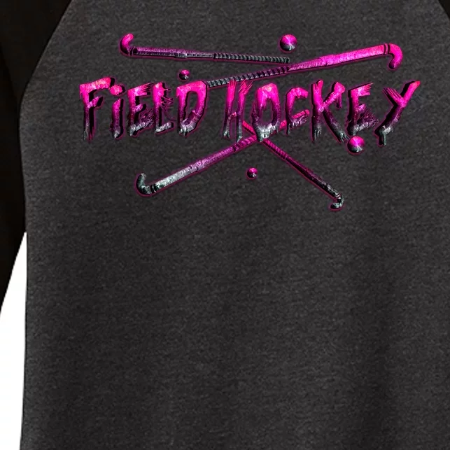 Field Hockey Sport Women's Tri-Blend 3/4-Sleeve Raglan Shirt