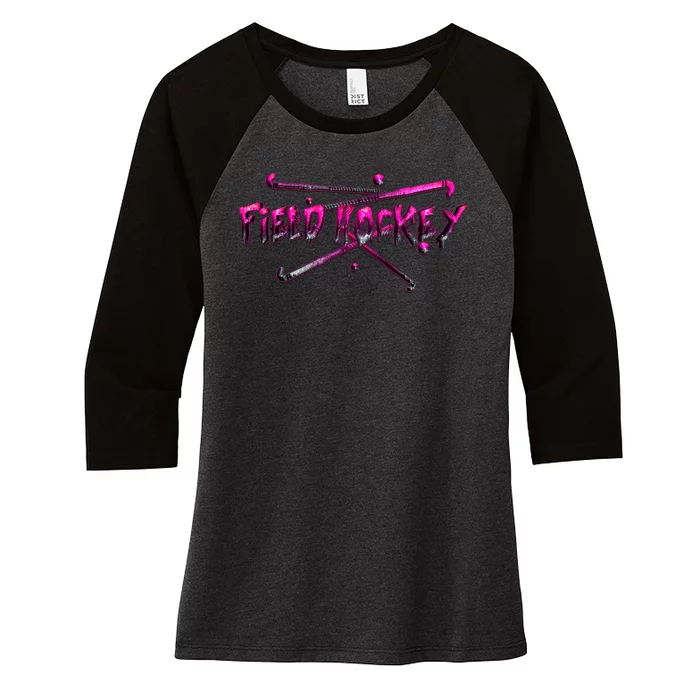 Field Hockey Sport Women's Tri-Blend 3/4-Sleeve Raglan Shirt