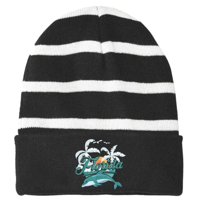 Floridian Home State Summer Florida Striped Beanie with Solid Band