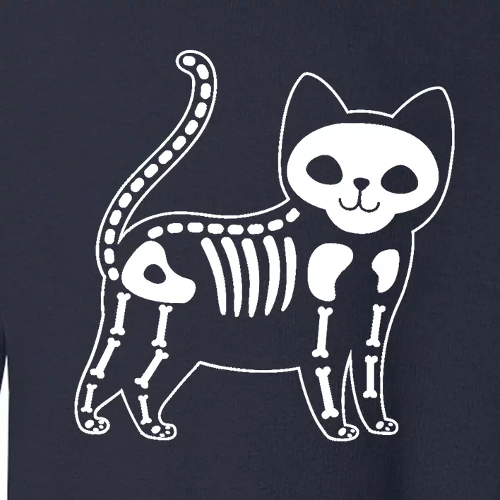 Funny Halloween Skeleton Cat Kitty Costume Skull Cat Toddler Sweatshirt