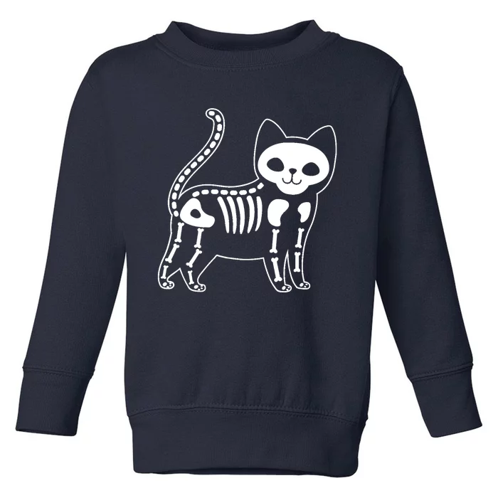 Funny Halloween Skeleton Cat Kitty Costume Skull Cat Toddler Sweatshirt