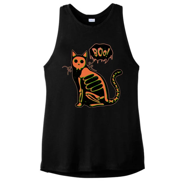 Funny Halloween Skeleton Cat Ladies Tri-Blend Wicking Tank