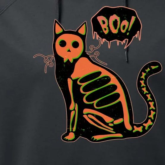 Funny Halloween Skeleton Cat Performance Fleece Hoodie