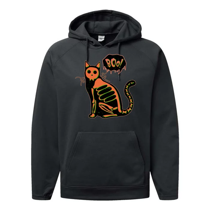 Funny Halloween Skeleton Cat Performance Fleece Hoodie