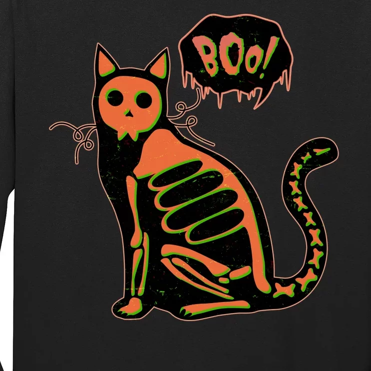 Funny Halloween Skeleton Cat Long Sleeve Shirt