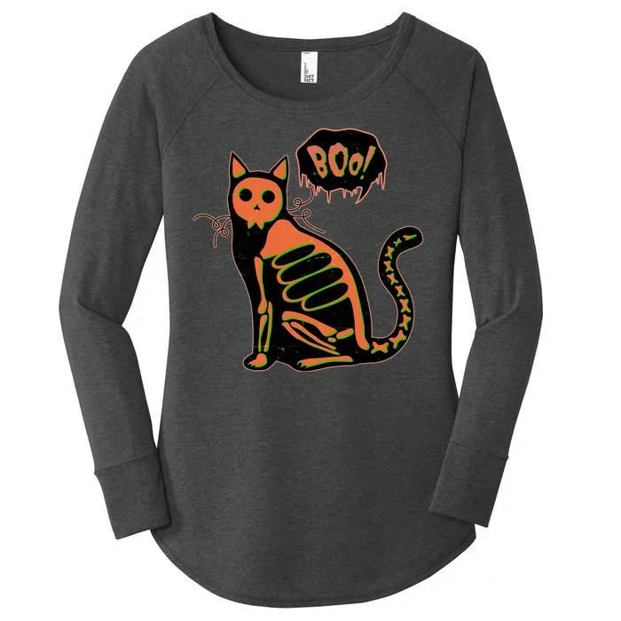 Funny Halloween Skeleton Cat Women's Perfect Tri Tunic Long Sleeve Shirt