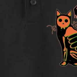 Funny Halloween Skeleton Cat Dry Zone Grid Performance Polo