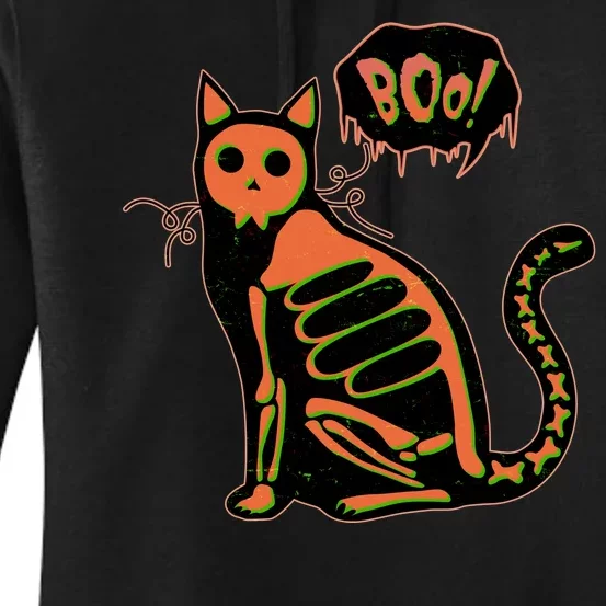 Funny Halloween Skeleton Cat Women's Pullover Hoodie