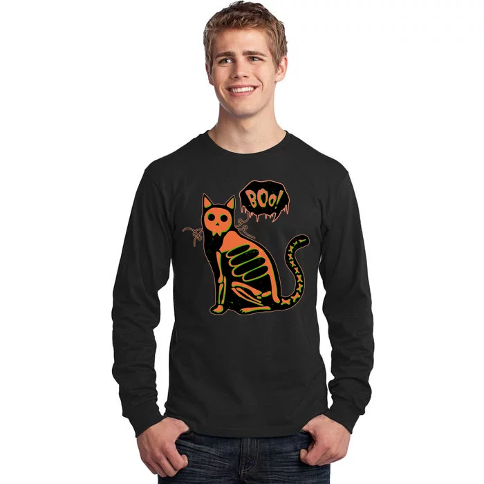 Funny Halloween Skeleton Cat Tall Long Sleeve T-Shirt