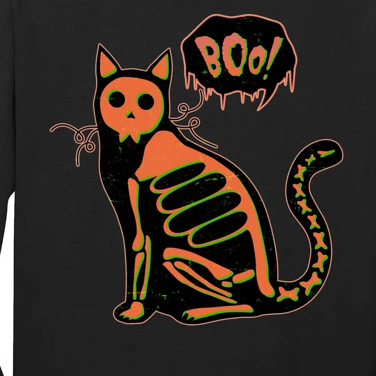 Funny Halloween Skeleton Cat Tall Long Sleeve T-Shirt