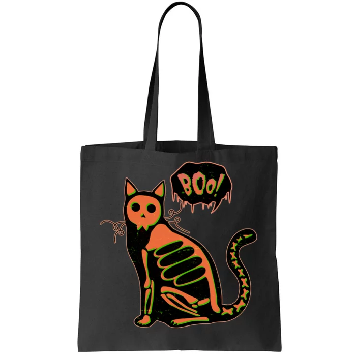 Funny Halloween Skeleton Cat Tote Bag