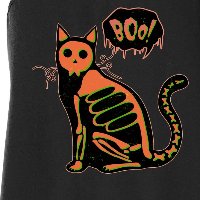 Funny Halloween Skeleton Cat Women's Racerback Tank