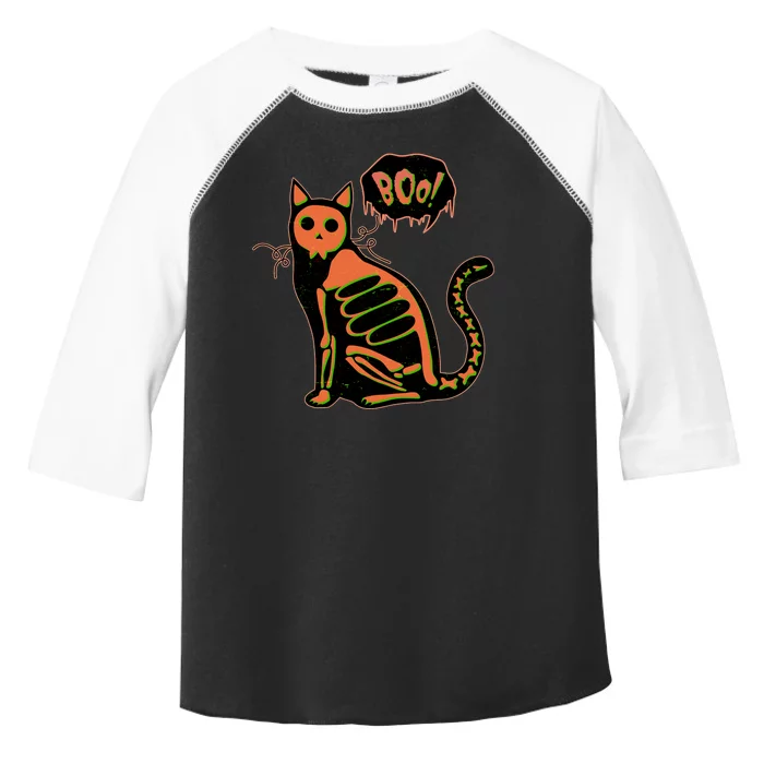 Funny Halloween Skeleton Cat Toddler Fine Jersey T-Shirt