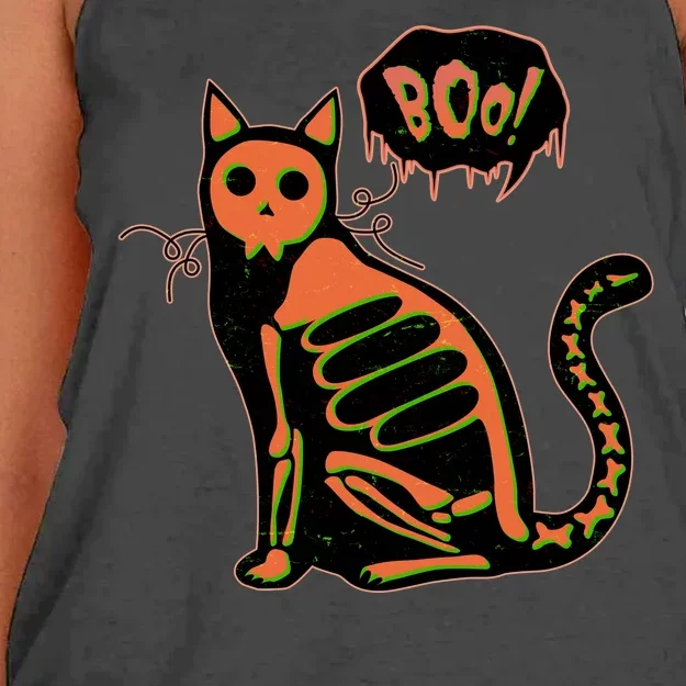 Funny Halloween Skeleton Cat Women's Knotted Racerback Tank