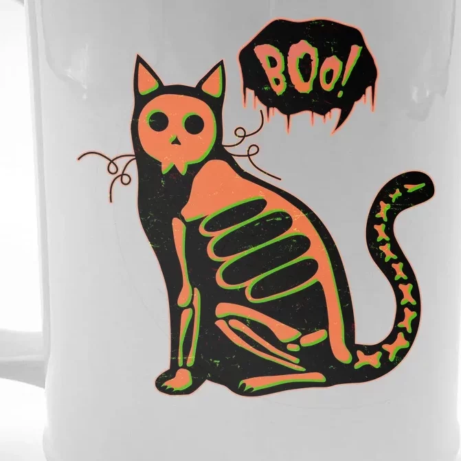 Funny Halloween Skeleton Cat Front & Back Beer Stein