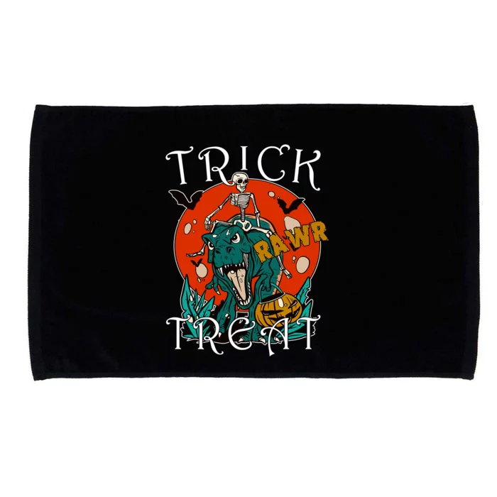 Funny Halloween Skeleton Dino Trick Rawr Treat TRex Great Gift Microfiber Hand Towel