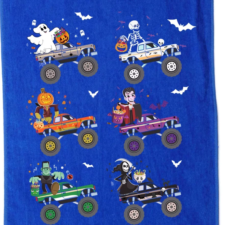 Funny Halloween Skeleton Zombie Riding Monster Truck Vampire Gift Platinum Collection Golf Towel