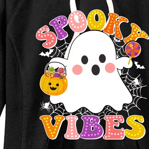 Funny Halloween Spooky Vibes Trick Or Treating Ghost Women's Fleece Hoodie