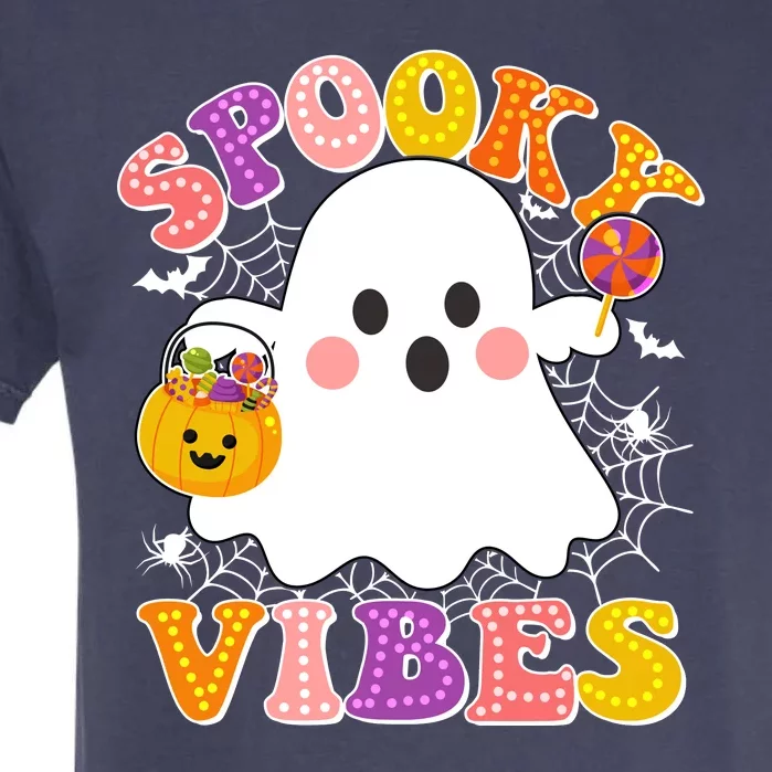 Funny Halloween Spooky Vibes Trick Or Treating Ghost Garment-Dyed Heavyweight T-Shirt