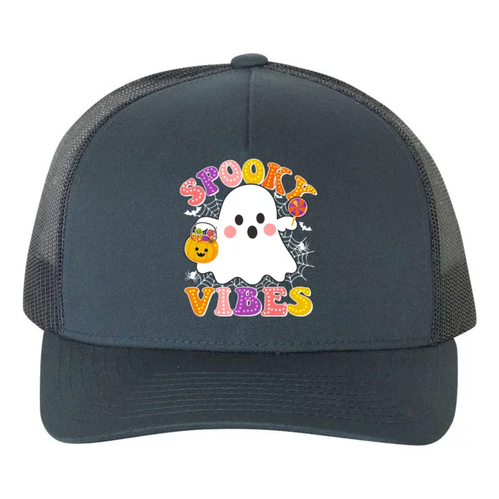 Funny Halloween Spooky Vibes Trick Or Treating Ghost Yupoong Adult 5-Panel Trucker Hat