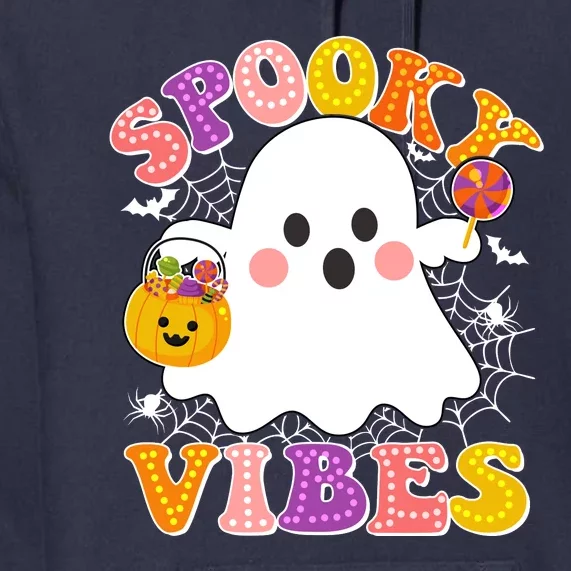 Funny Halloween Spooky Vibes Trick Or Treating Ghost Premium Hoodie