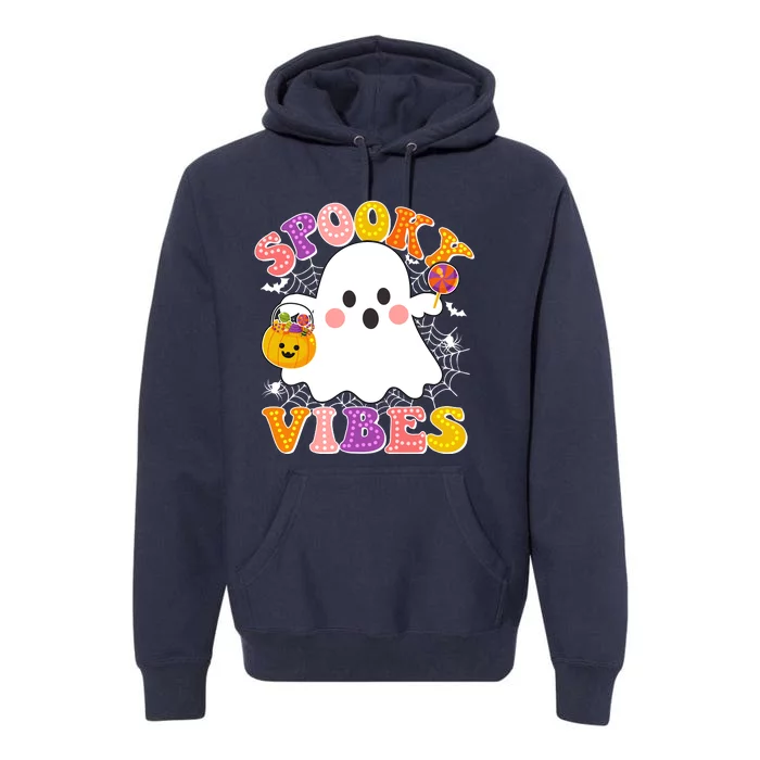 Funny Halloween Spooky Vibes Trick Or Treating Ghost Premium Hoodie