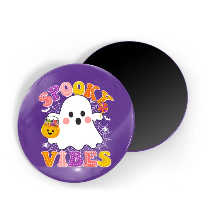 Funny Halloween Spooky Vibes Trick Or Treating Ghost Magnet