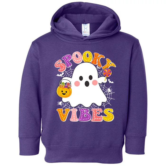 Funny Halloween Spooky Vibes Trick Or Treating Ghost Toddler Hoodie