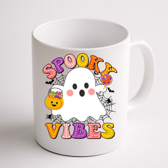 Funny Halloween Spooky Vibes Trick Or Treating Ghost Front & Back Coffee Mug