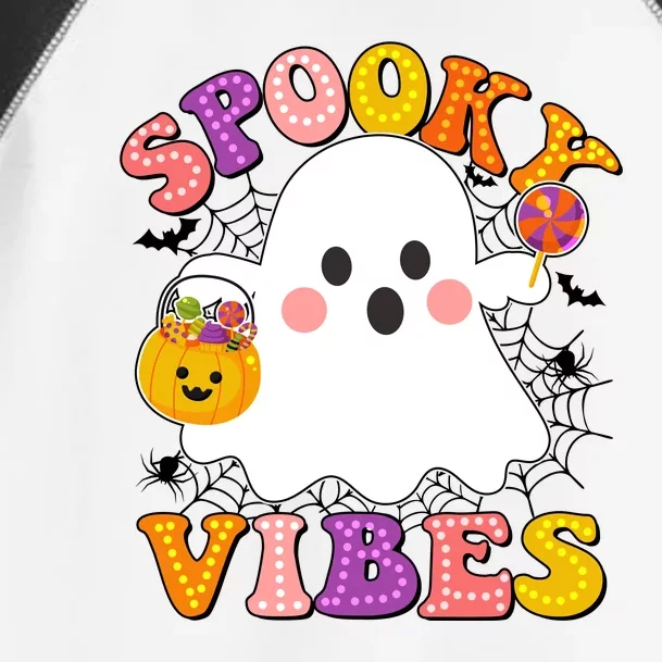 Funny Halloween Spooky Vibes Trick Or Treating Ghost Toddler Fine Jersey T-Shirt