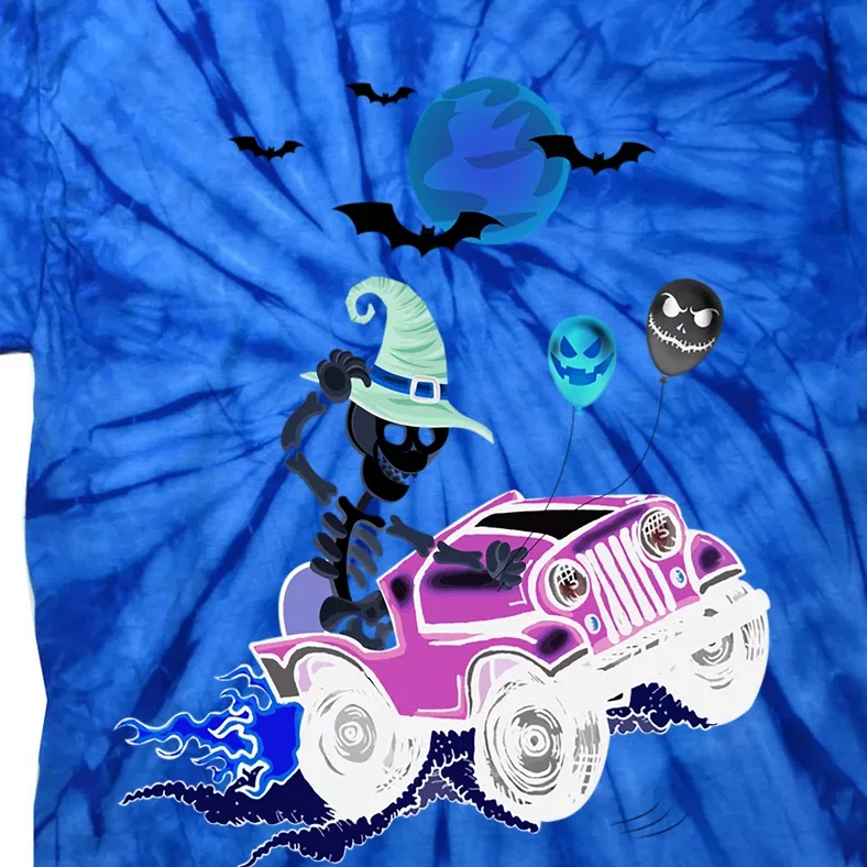 Funny Halloween Skeleton MonsterTruck Gift Tie-Dye T-Shirt