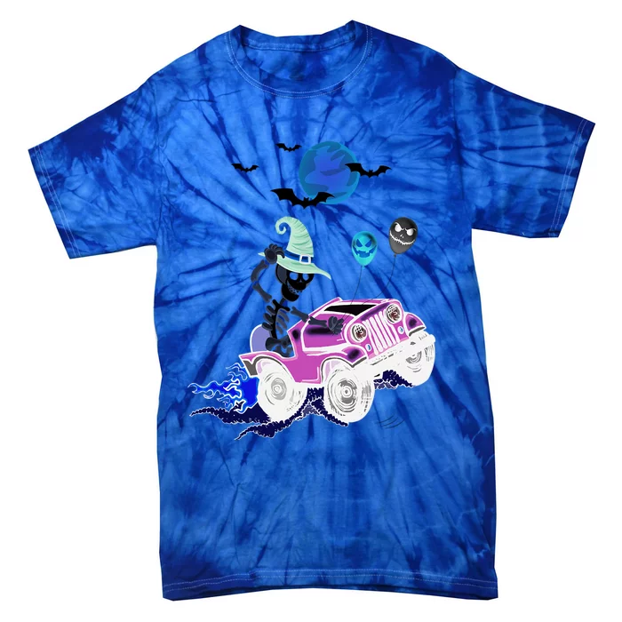 Funny Halloween Skeleton MonsterTruck Gift Tie-Dye T-Shirt