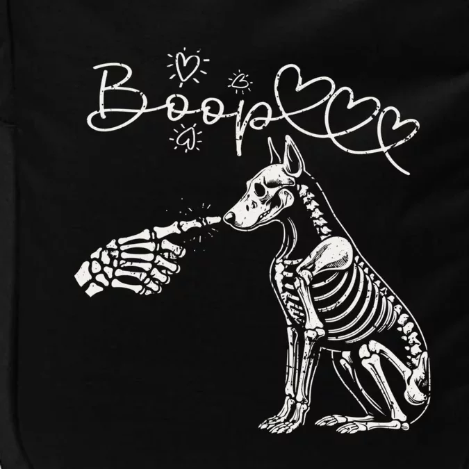 Funny Halloween Skeleton Hand Boop Doberman Pinscher Dog Impact Tech Backpack