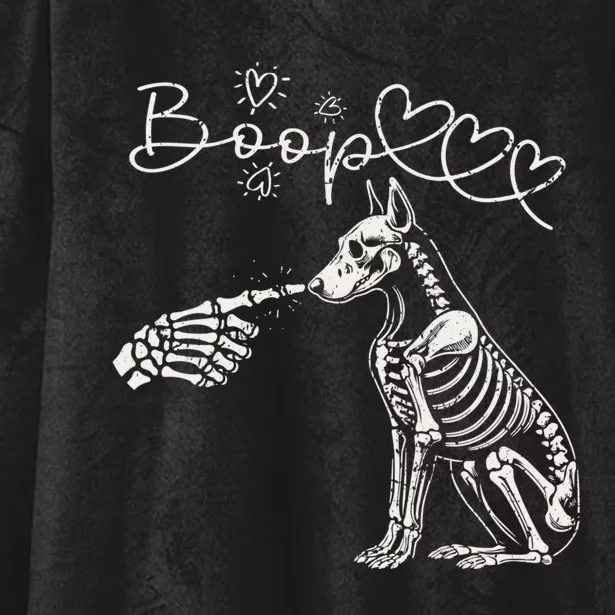 Funny Halloween Skeleton Hand Boop Doberman Pinscher Dog Hooded Wearable Blanket