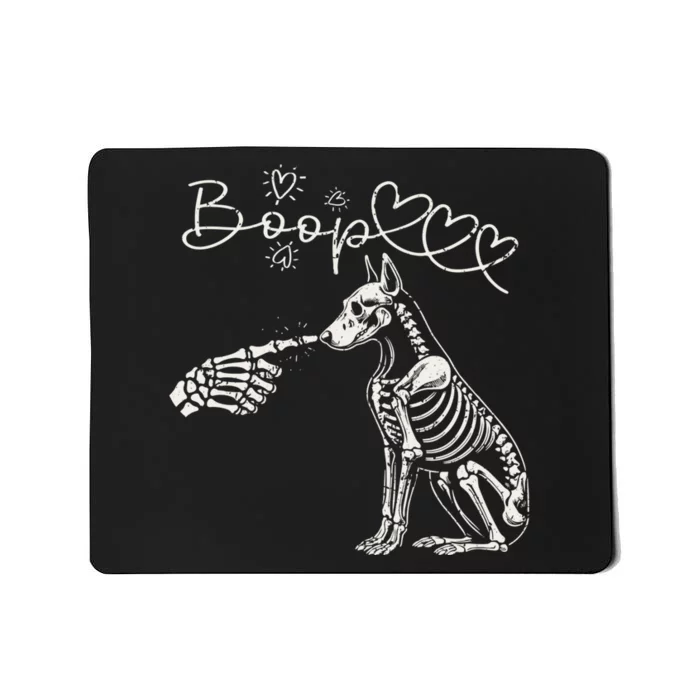 Funny Halloween Skeleton Hand Boop Doberman Pinscher Dog Mousepad