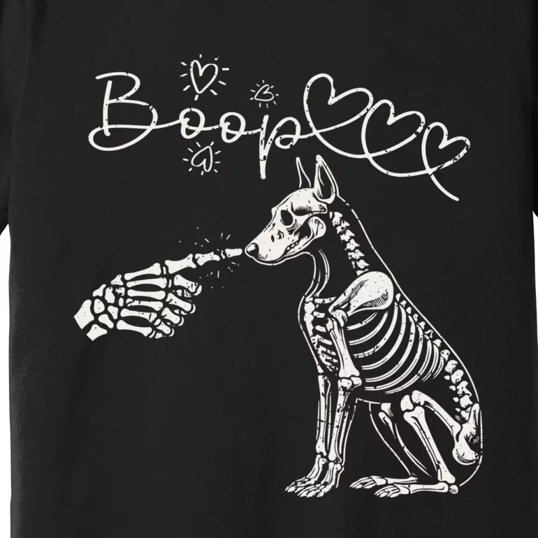 Funny Halloween Skeleton Hand Boop Doberman Pinscher Dog Premium T-Shirt