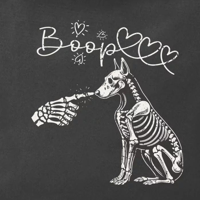 Funny Halloween Skeleton Hand Boop Doberman Pinscher Dog Zip Tote Bag