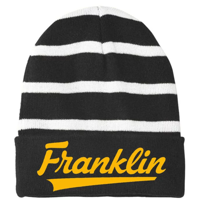 Franklin High School Vintage Swoosh Striped Beanie with Solid Band