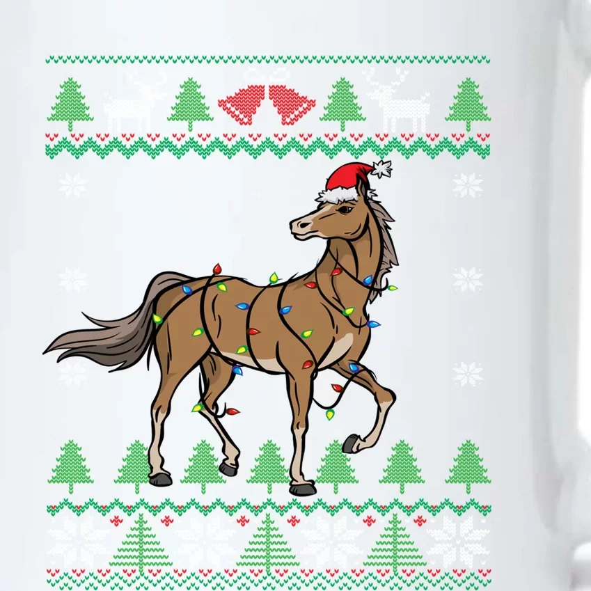 Funny Horse Santa Equestrian Horse Racing Ugly Christmas Gift Black Color Changing Mug