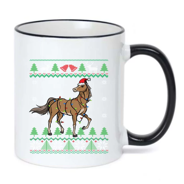 Funny Horse Santa Equestrian Horse Racing Ugly Christmas Gift Black Color Changing Mug