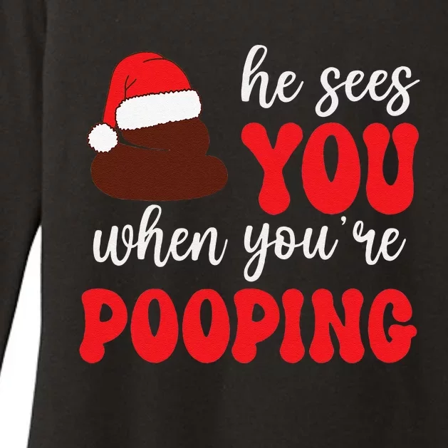 Funny He Sees You When Yourre Pooping Christmas Carol Womens CVC Long Sleeve Shirt