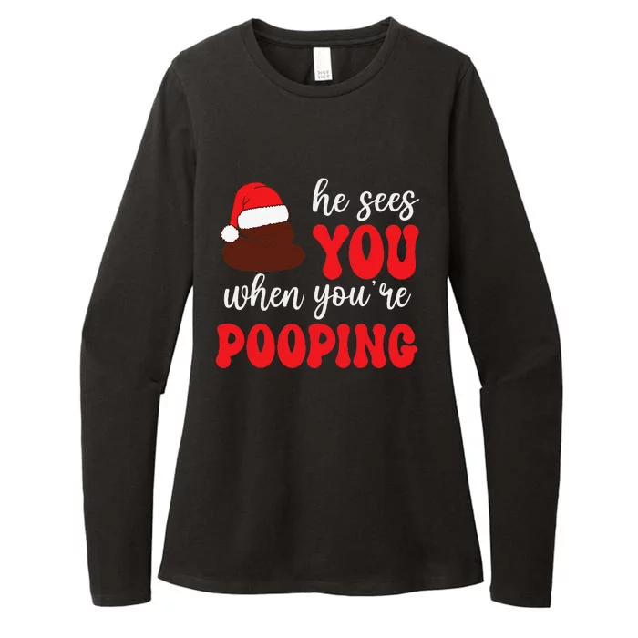 Funny He Sees You When Yourre Pooping Christmas Carol Womens CVC Long Sleeve Shirt