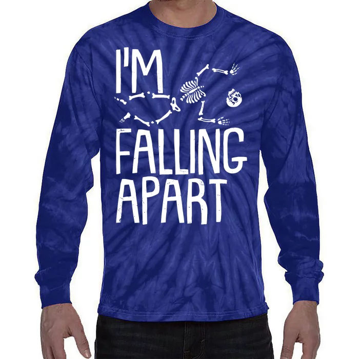 Funny Halloween Skeleton I'm Falling Apart Tie-Dye Long Sleeve Shirt