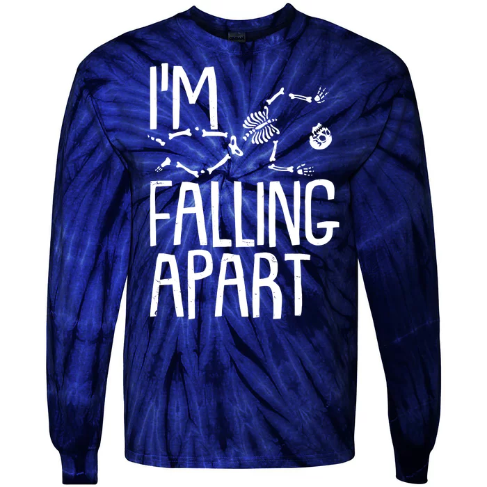 Funny Halloween Skeleton I'm Falling Apart Tie-Dye Long Sleeve Shirt