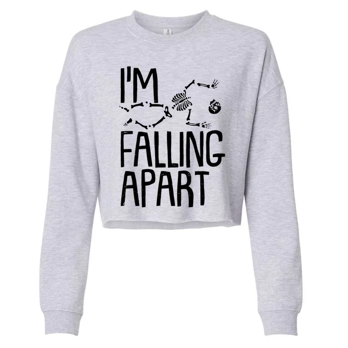 Funny Halloween Skeleton I'm Falling Apart Cropped Pullover Crew