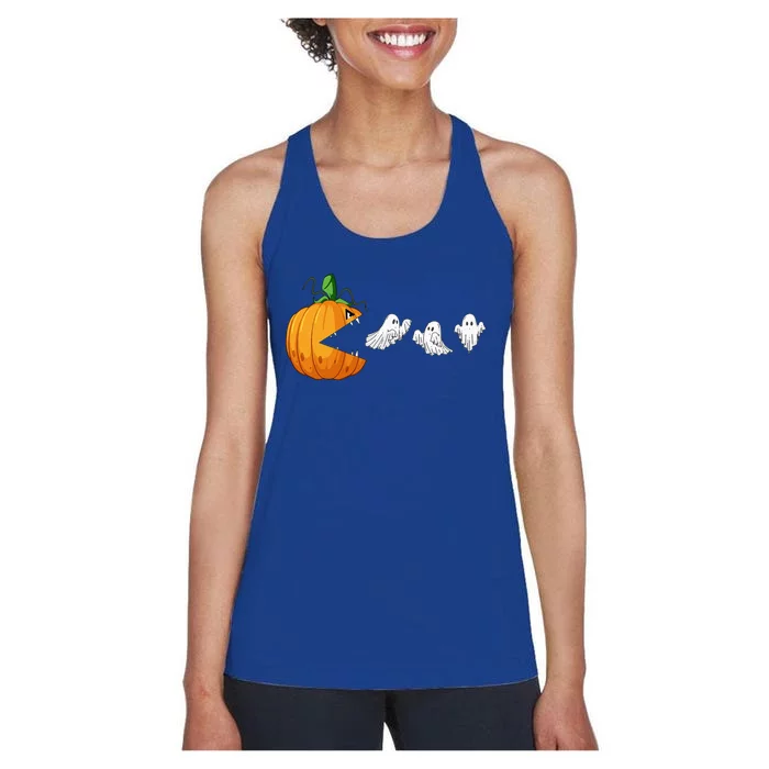 Funny Halloween Scary Pumpkin Ghosts Creepy Halloween Gamer Women's Racerback Tank