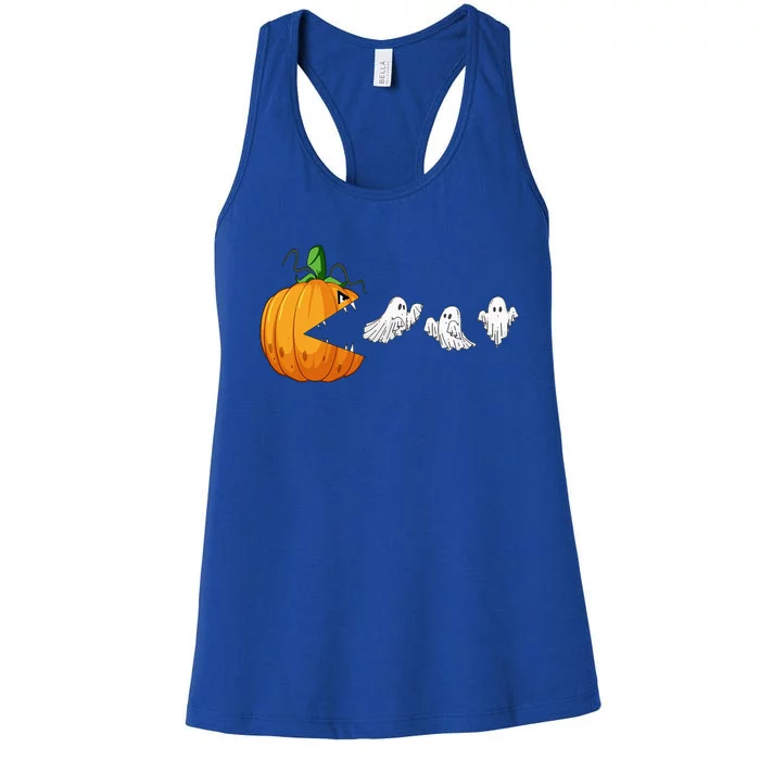 Funny Halloween Scary Pumpkin Ghosts Creepy Halloween Gamer Women's Racerback Tank