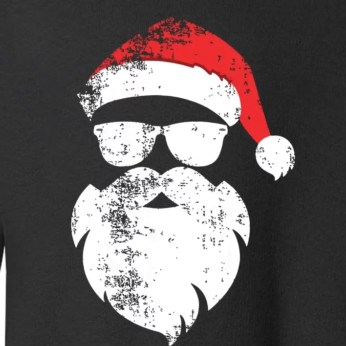 Funny Hipster Santa Face With Hat Beard Glasses Christmas Toddler Sweatshirt