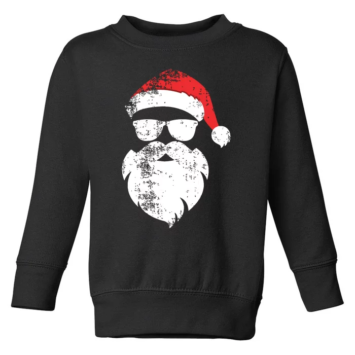 Funny Hipster Santa Face With Hat Beard Glasses Christmas Toddler Sweatshirt