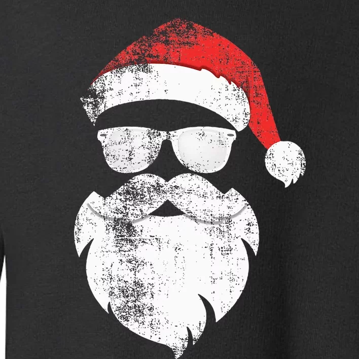 Funny Hipster Santa Face With Hat Beard & Glasses Christmas Toddler Sweatshirt